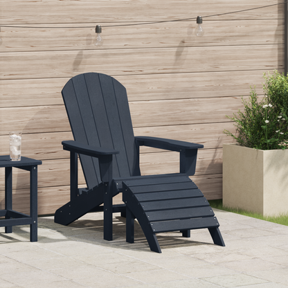 Adirondack Chair with Footrest Navy Blue HDPE