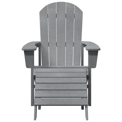 Adirondack Chair with Footrest Light Grey HDPE
