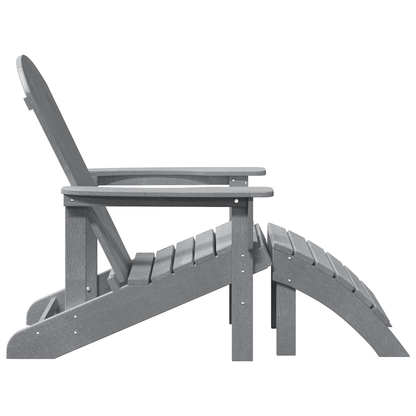 Adirondack Chair with Footrest Light Grey HDPE