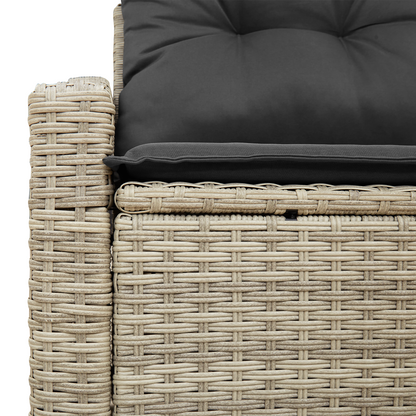 2-Seater Garden Sofa with Storage&Cushions Grey Poly Rattan