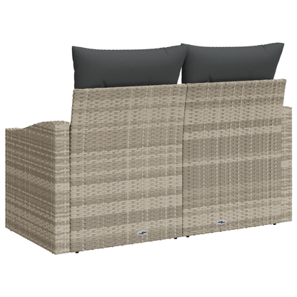 2-Seater Garden Sofa with Storage&Cushions Grey Poly Rattan