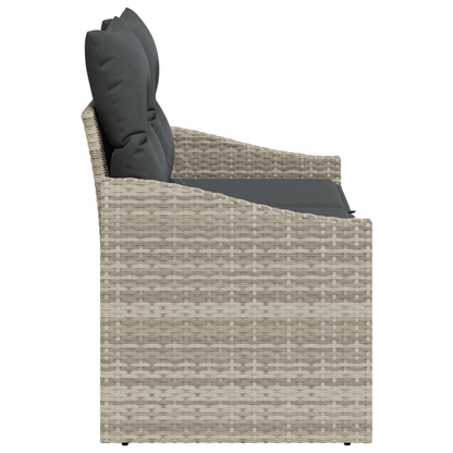 2-Seater Garden Sofa with Storage&Cushions Grey Poly Rattan