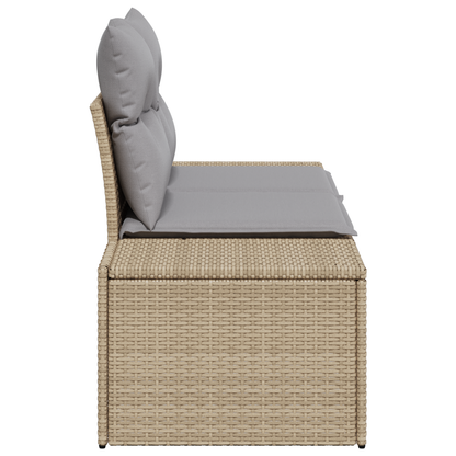 2-Seater Garden Sofa with Cushions Beige Poly Rattan