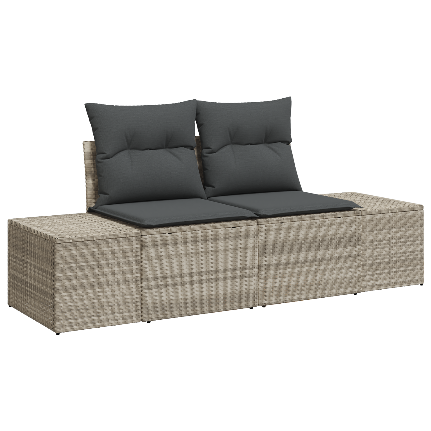 2-Seater Garden Sofa with Cushions Grey Poly Rattan
