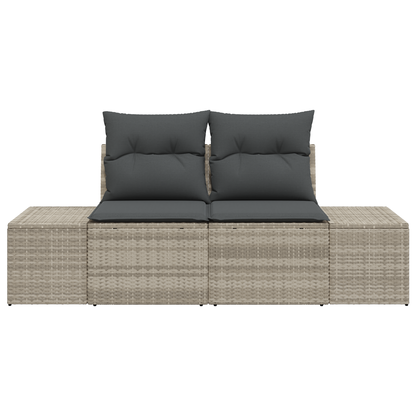 2-Seater Garden Sofa with Cushions Grey Poly Rattan