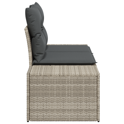 2-Seater Garden Sofa with Cushions Grey Poly Rattan