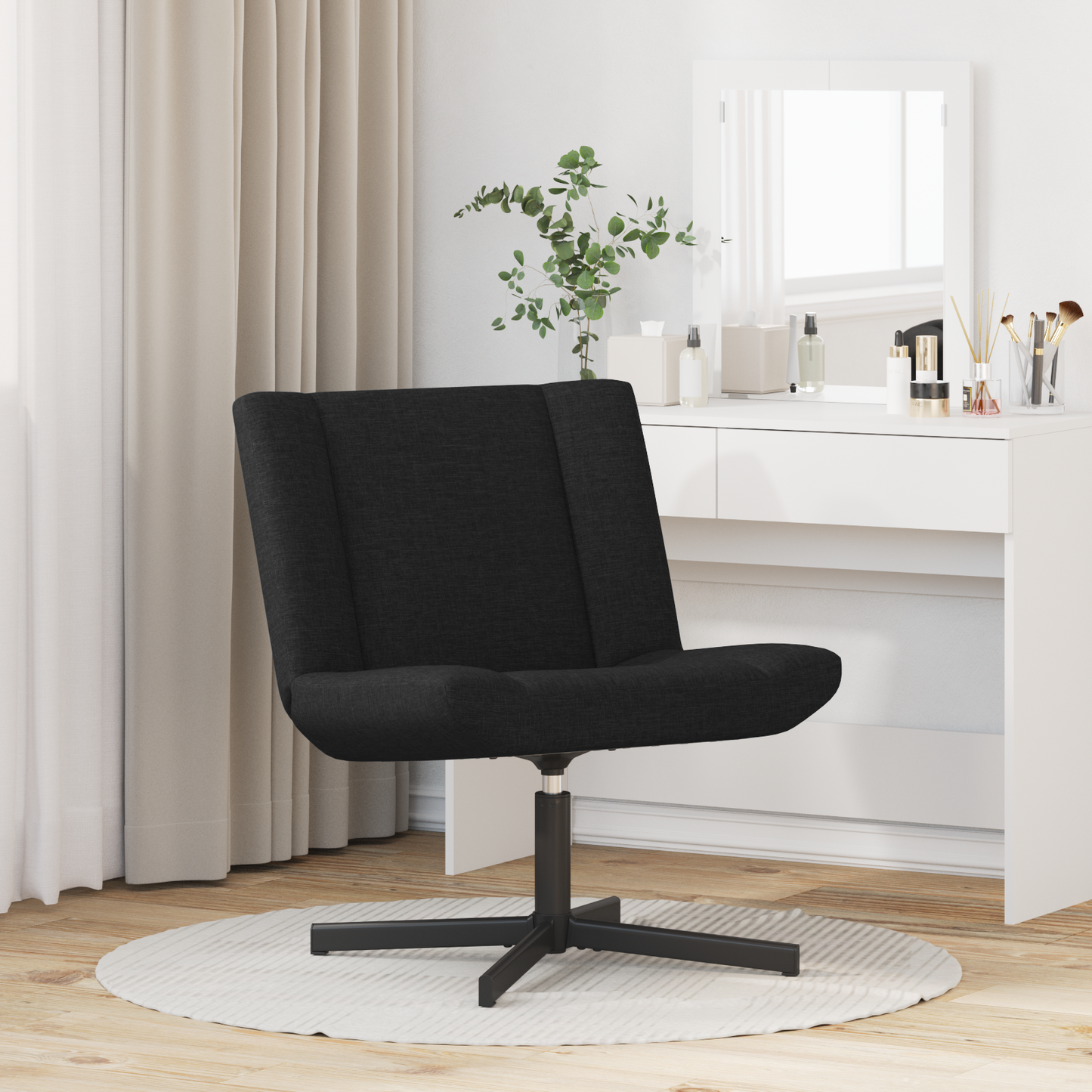 Swivel Chair Black Fabric, Metal Standard Swivel Swivel Chair