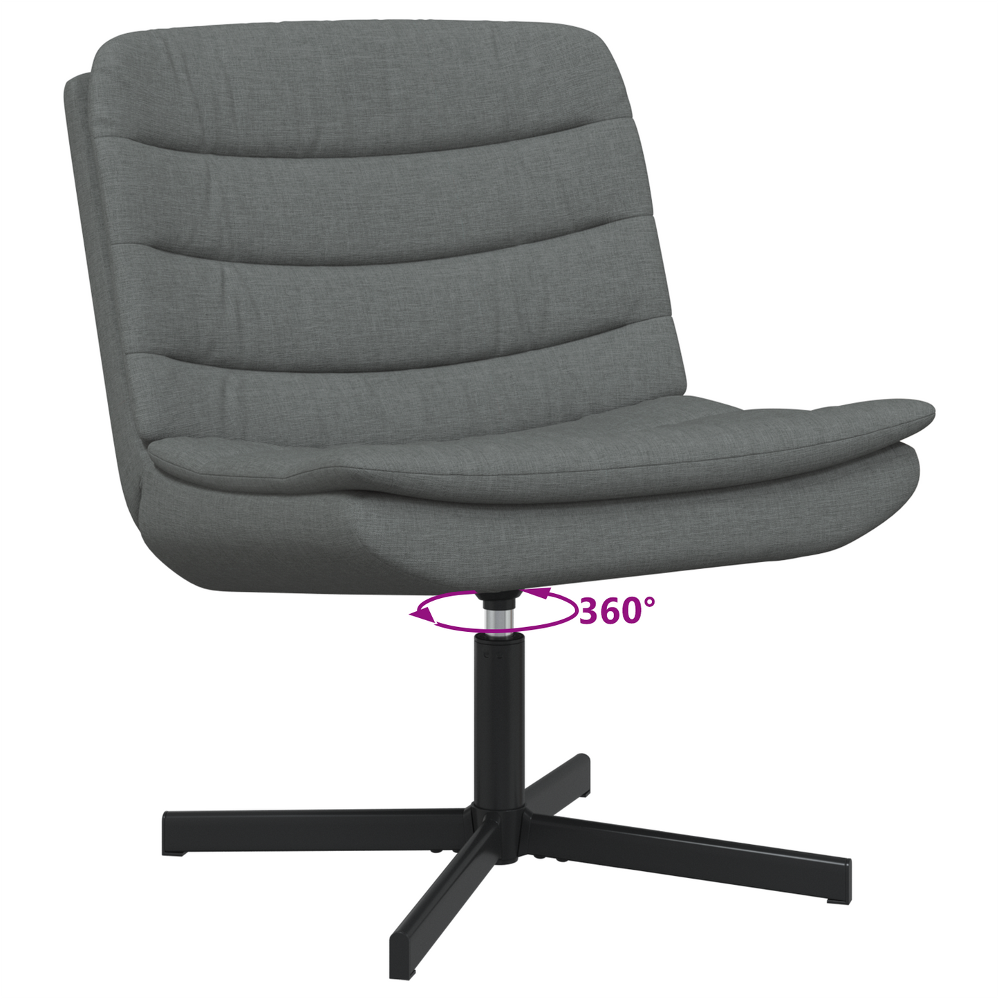 Swivel Chair Dark Grey Polyester, Metal Medium Swivel
