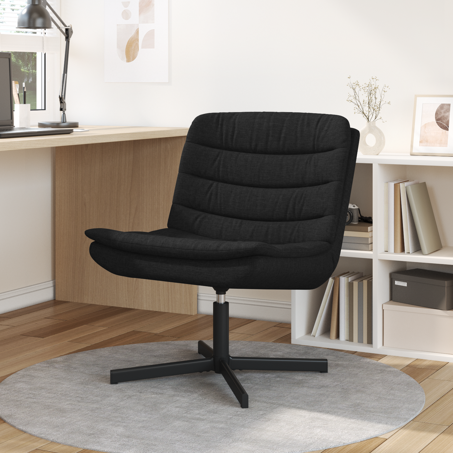 Swivel Chair Black Polyester Standard Swivel Black Swivel Chair