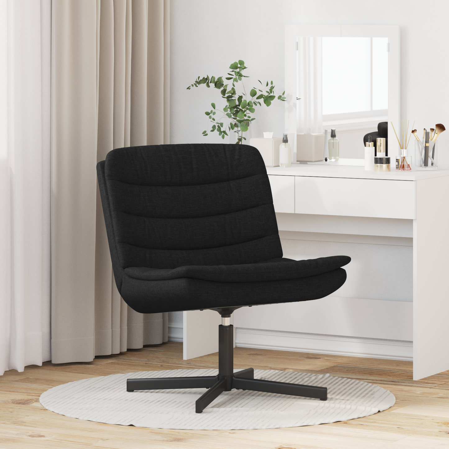 Swivel Chair Black Polyester Standard Swivel Black Swivel Chair