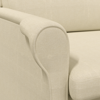 Modern Armchair Cream Fabric and Wood Medium Cream Armchair