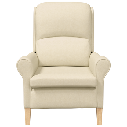 Modern Armchair Cream Fabric and Wood Medium Cream Armchair