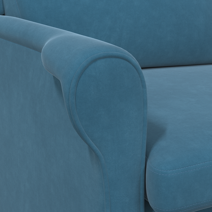 Blue Armchair Blue Fabric, Wood Standard Ergonomic