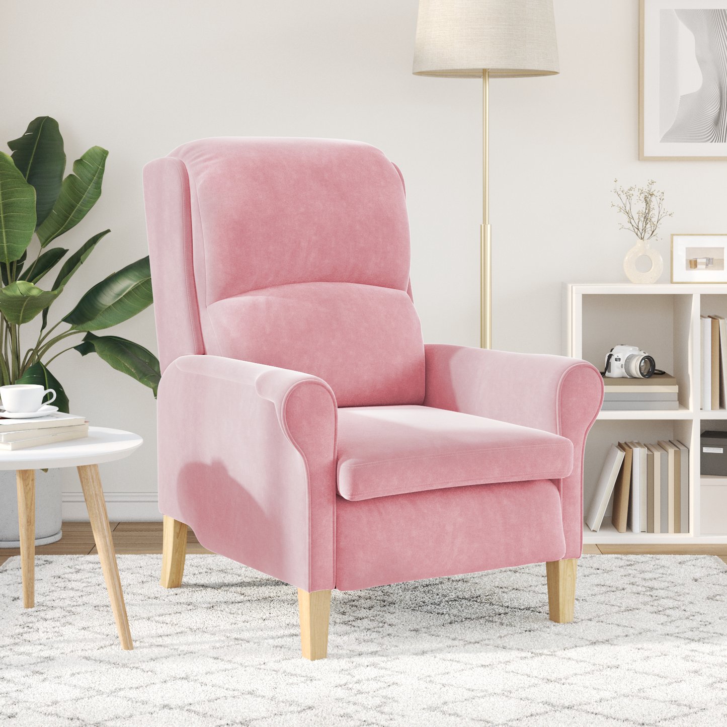 Dusty Pink Armchair Dusty Pink Polyester covering, Wooden frame