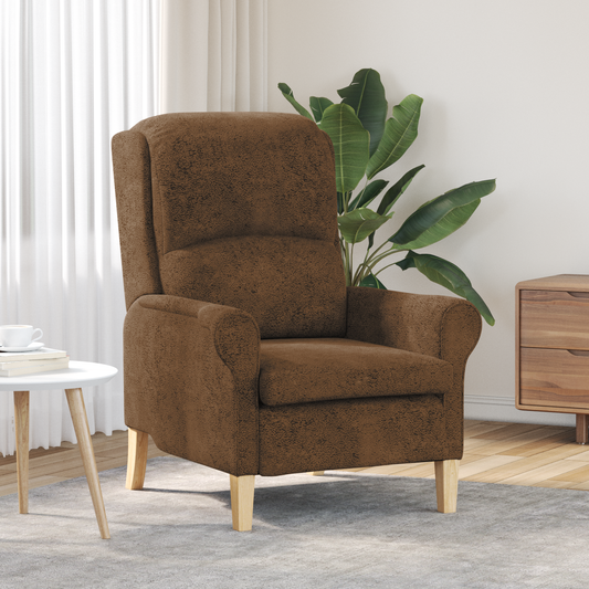 Modern Armchair Brown Fabric, Wood Standard Ergonomic Armchair