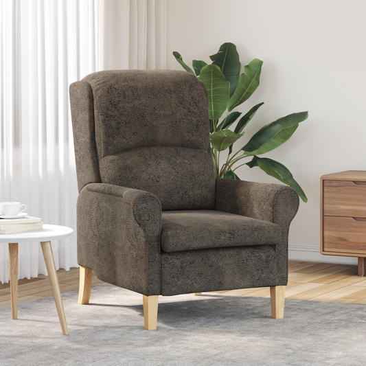 Contemporary Armchair Dark Grey Fabric and Wood Standard