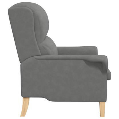 Dark Grey Armchair Dark Grey Fabric and Wood Standard Ergonomic
