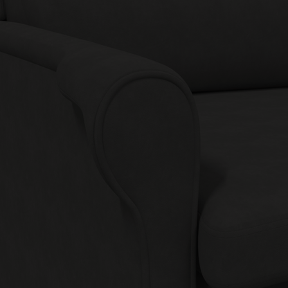 Black Armchair Black Fabric upholstery with wooden legs