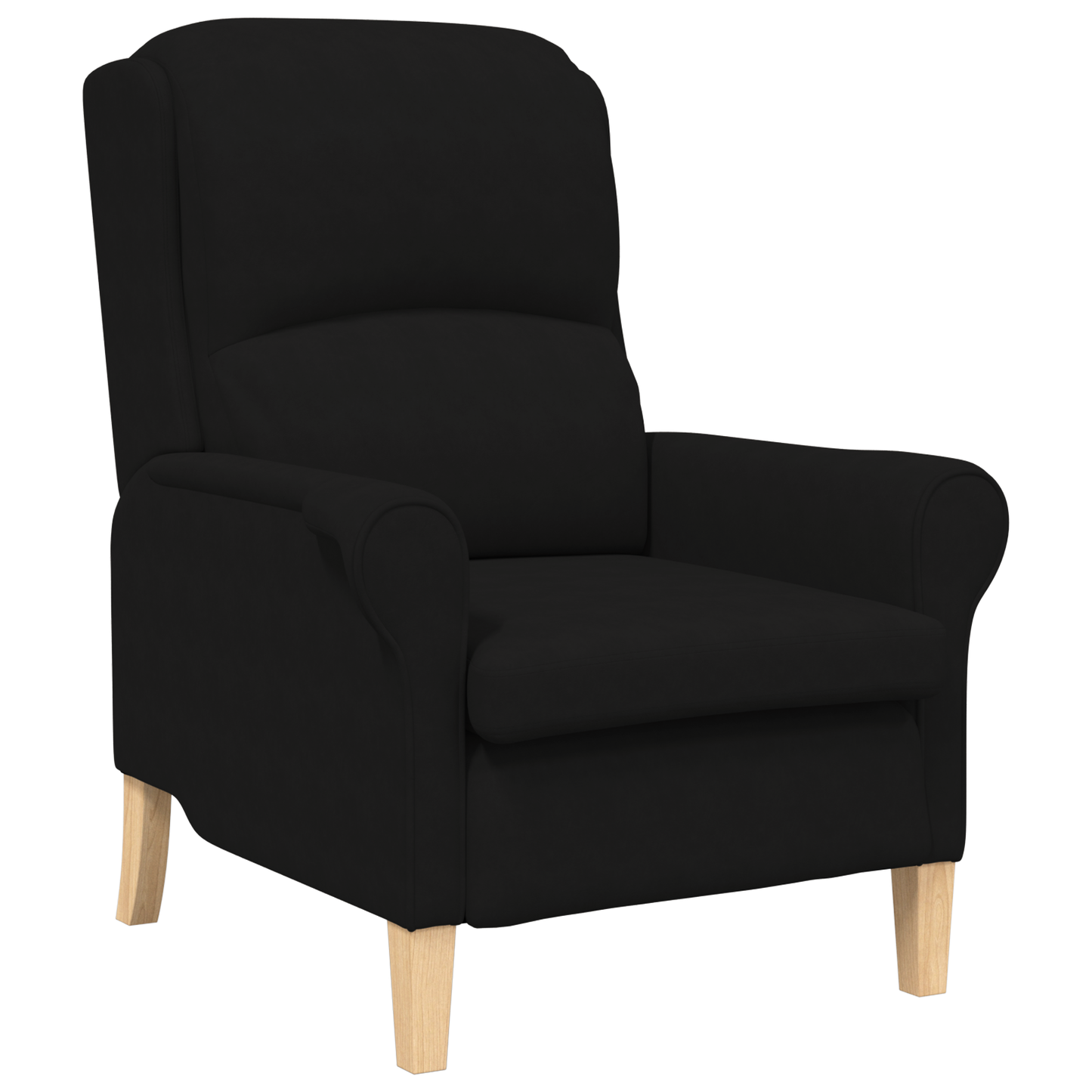 Black Armchair Black Fabric upholstery with wooden legs
