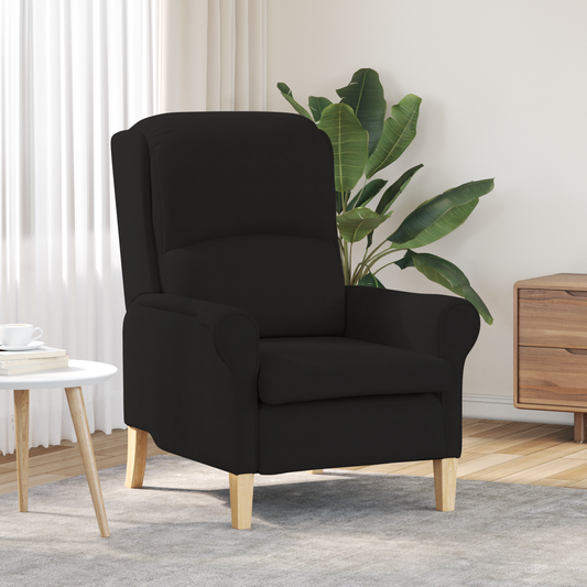Black Armchair Black Fabric upholstery with wooden legs