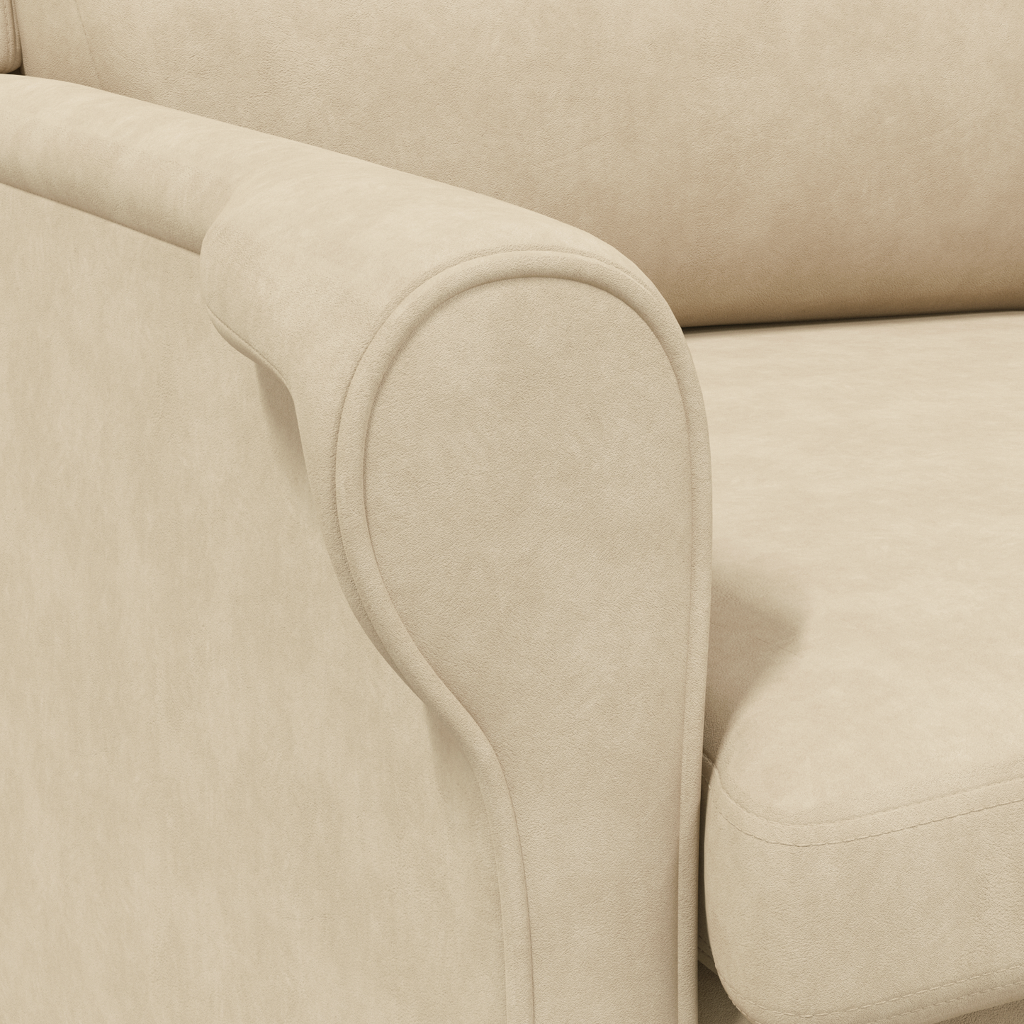 Cream Armchair Cream Fabric and Wood Standard Ergonomic