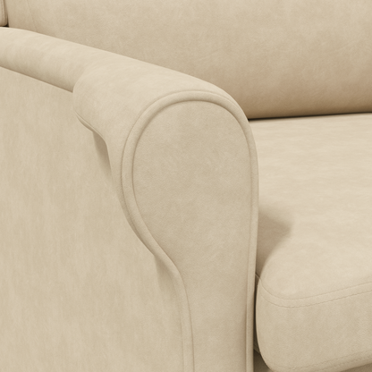 Cream Armchair Cream Fabric and Wood Standard Ergonomic
