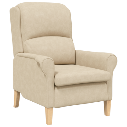 Cream Armchair Cream Fabric and Wood Standard Ergonomic