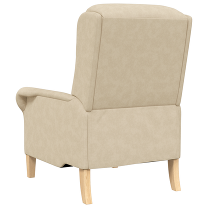 Cream Armchair Cream Fabric and Wood Standard Ergonomic