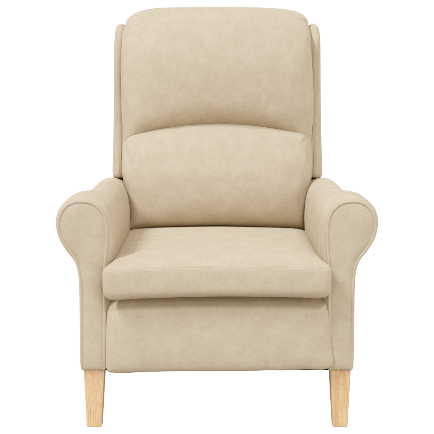 Cream Armchair Cream Fabric and Wood Standard Ergonomic