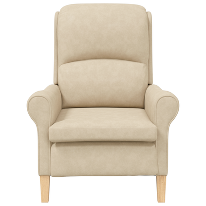 Cream Armchair Cream Fabric and Wood Standard Ergonomic