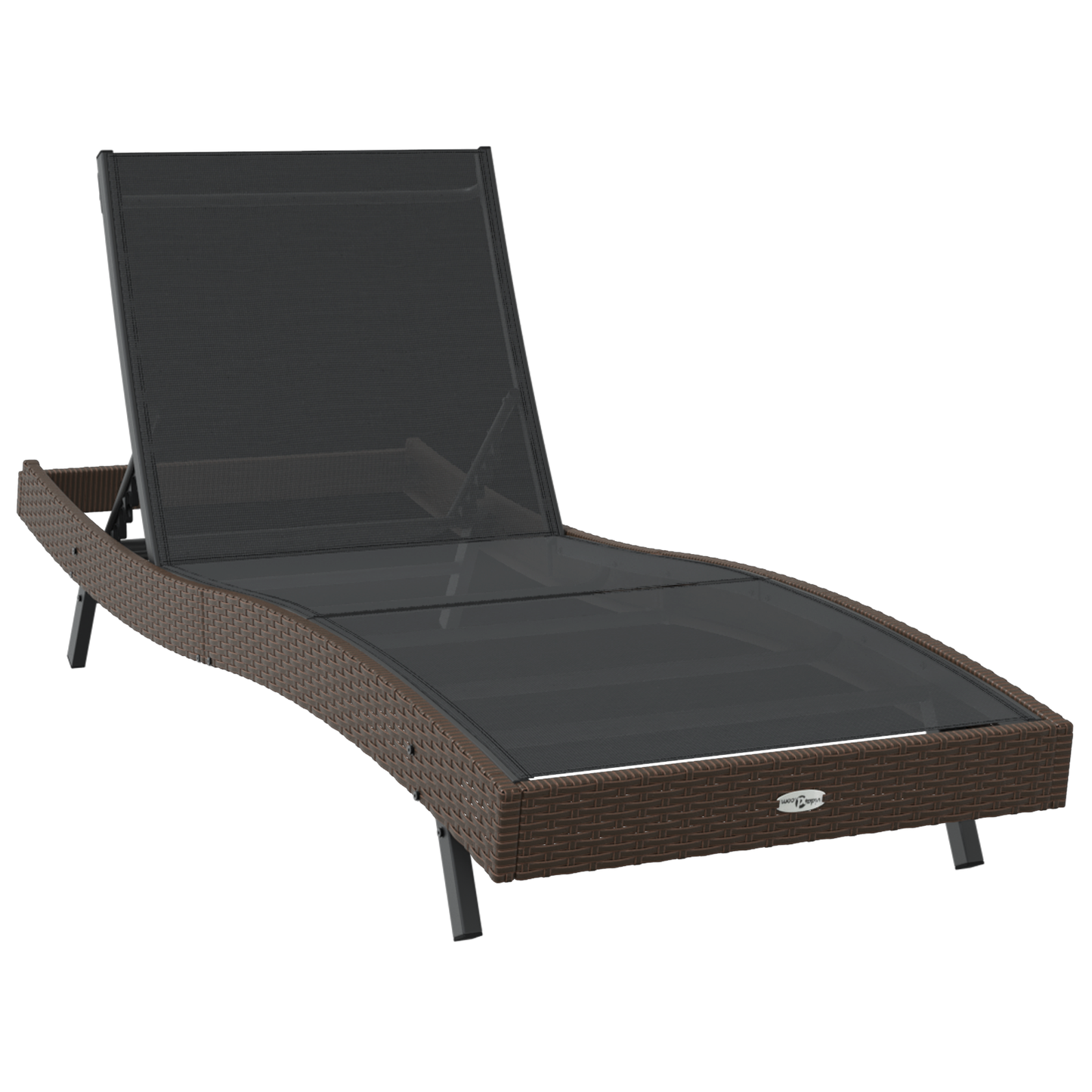 Sun Lounger Brown Poly Rattan and Textilene