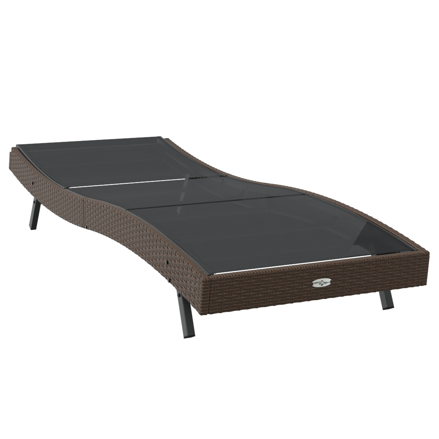 Sun Lounger Brown Poly Rattan and Textilene