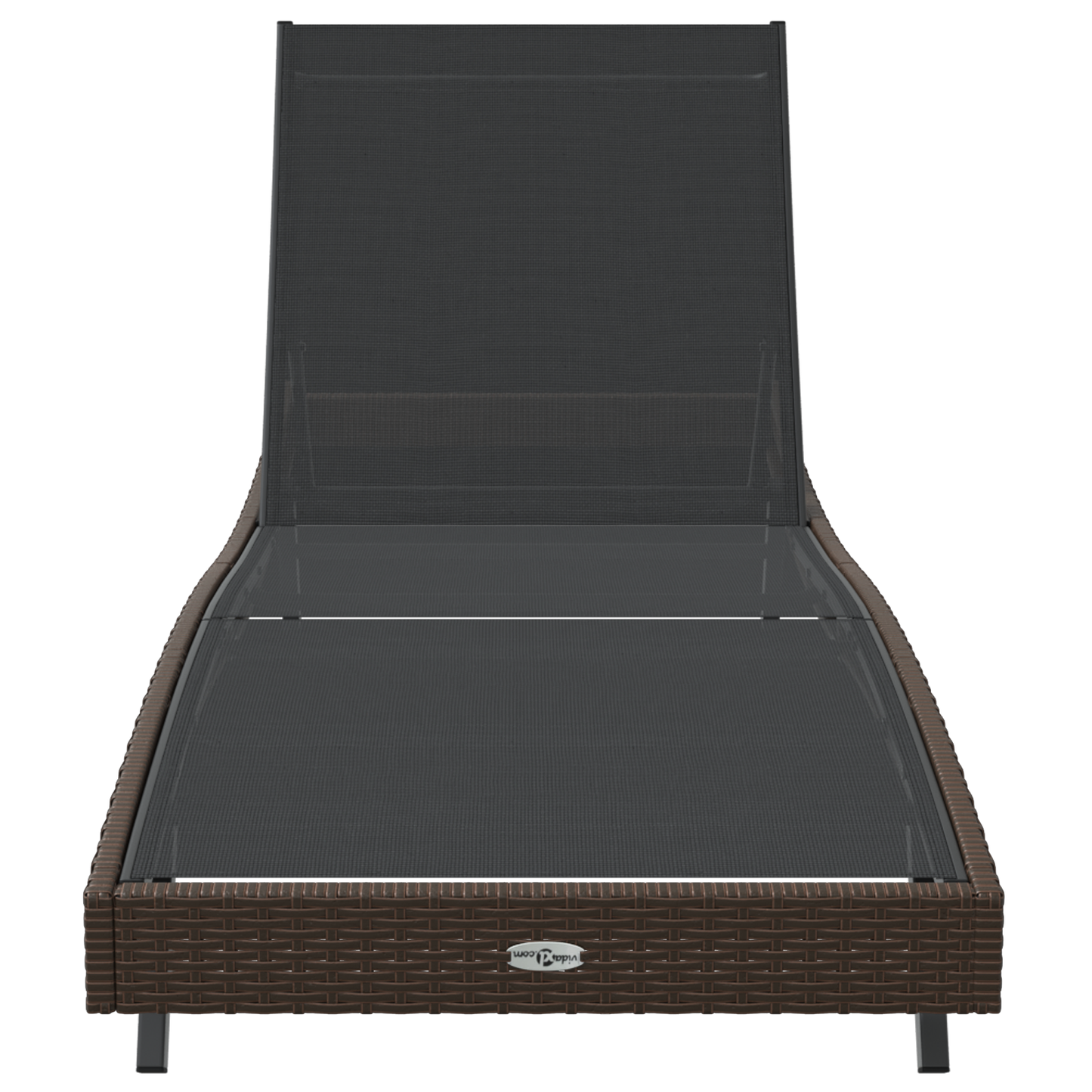 Sun Lounger Brown Poly Rattan and Textilene