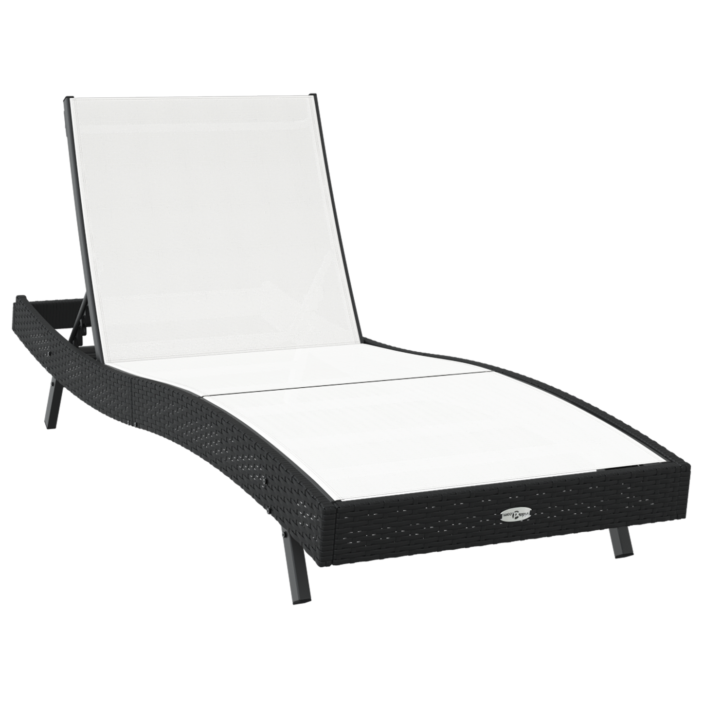 Sun Lounger Black Poly Rattan and Textilene
