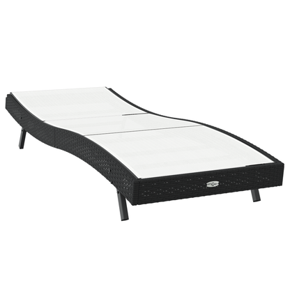 Sun Lounger Black Poly Rattan and Textilene