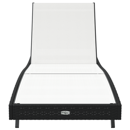 Sun Lounger Black Poly Rattan and Textilene