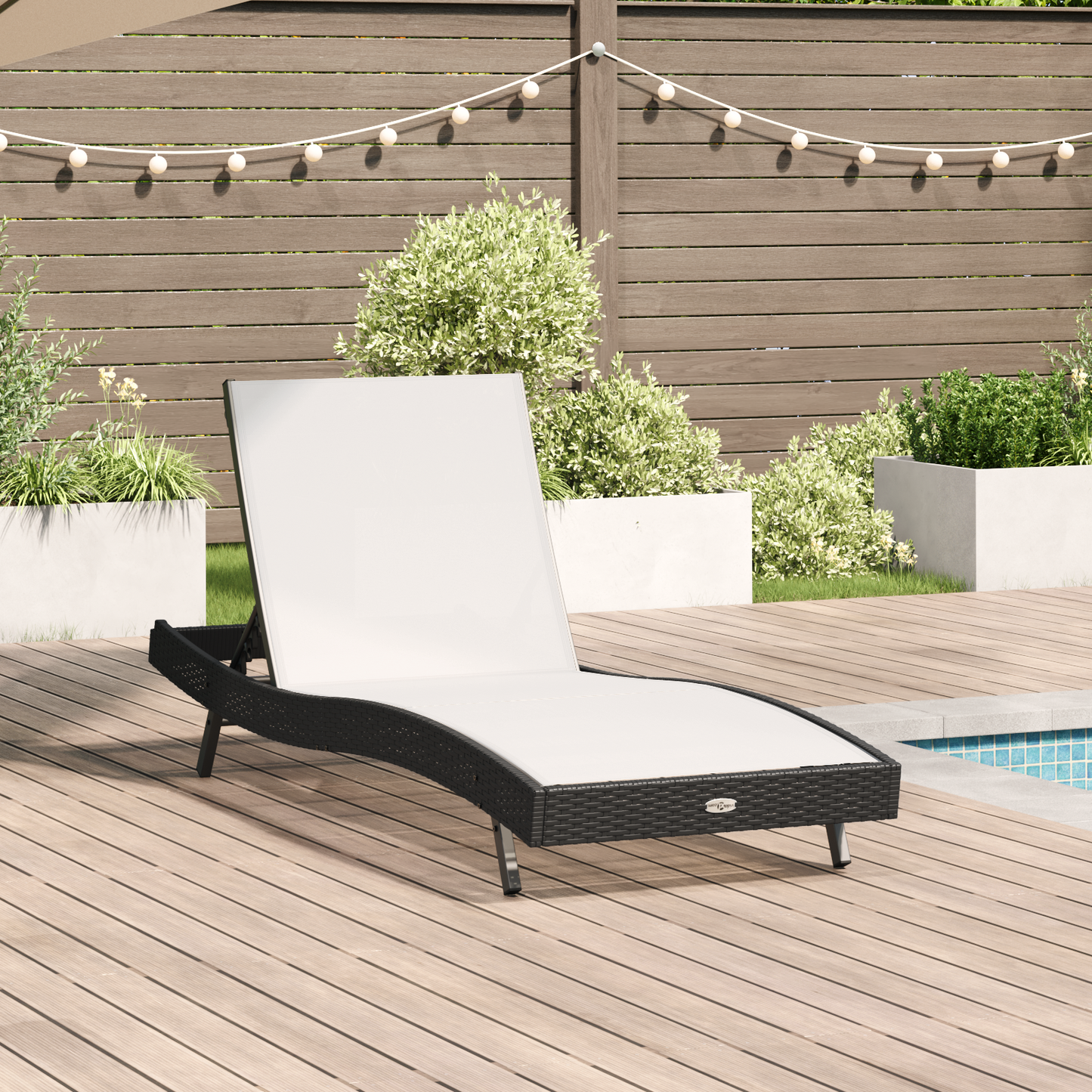 Sun Lounger Black Poly Rattan and Textilene