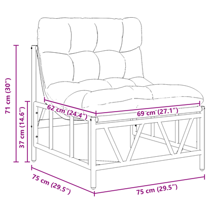 Garden Relaxing Chairs 2 pcs with Cushion 60x80x71 cm Steel