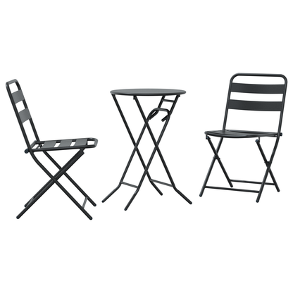 3 Piece Folding Bistro Set Anthracite Steel