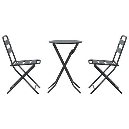 3 Piece Folding Bistro Set Anthracite Steel