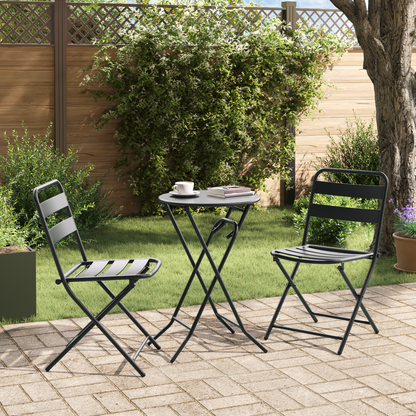 3 Piece Folding Bistro Set Anthracite Steel