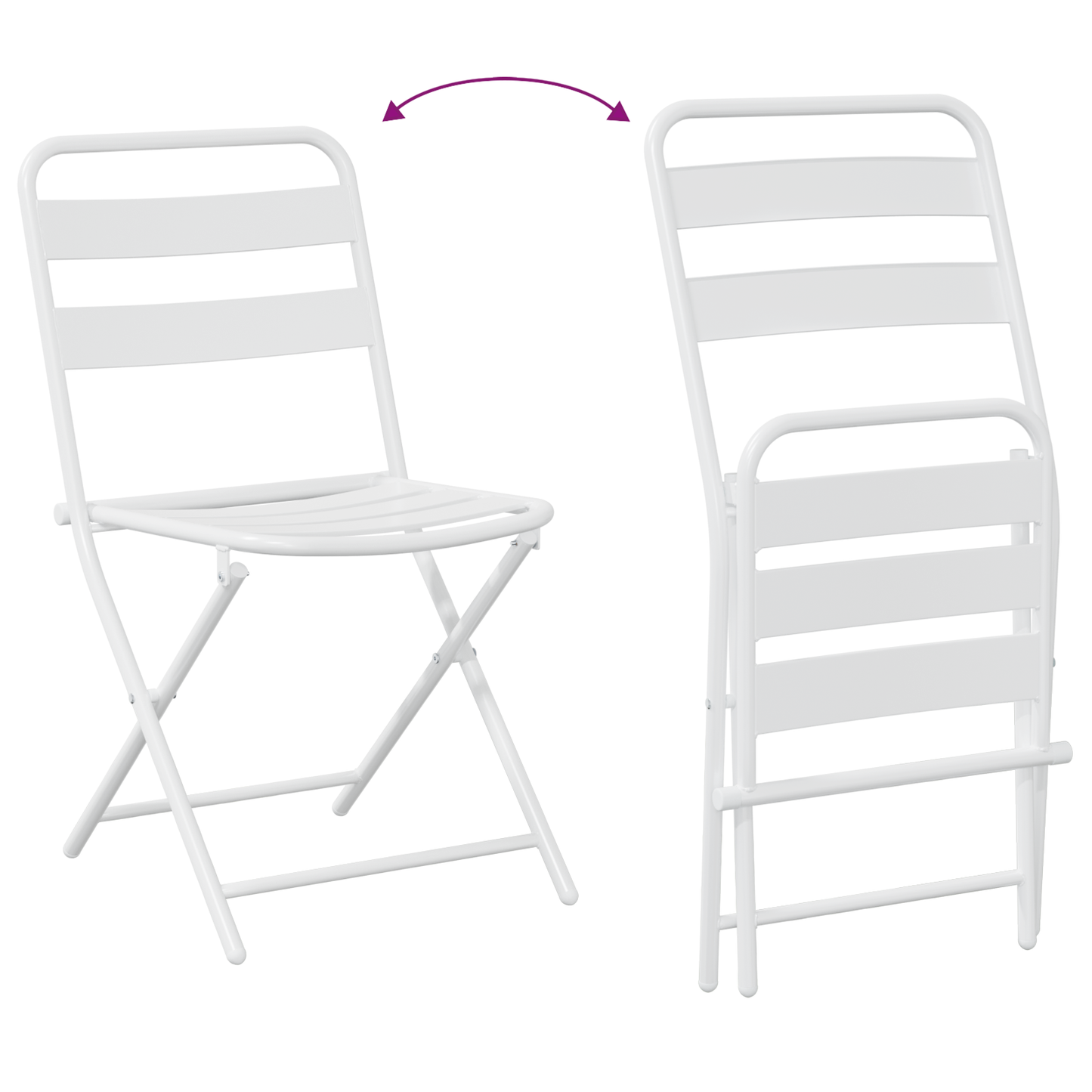 3 Piece Folding Bistro Set White Steel
