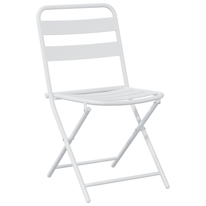 3 Piece Folding Bistro Set White Steel