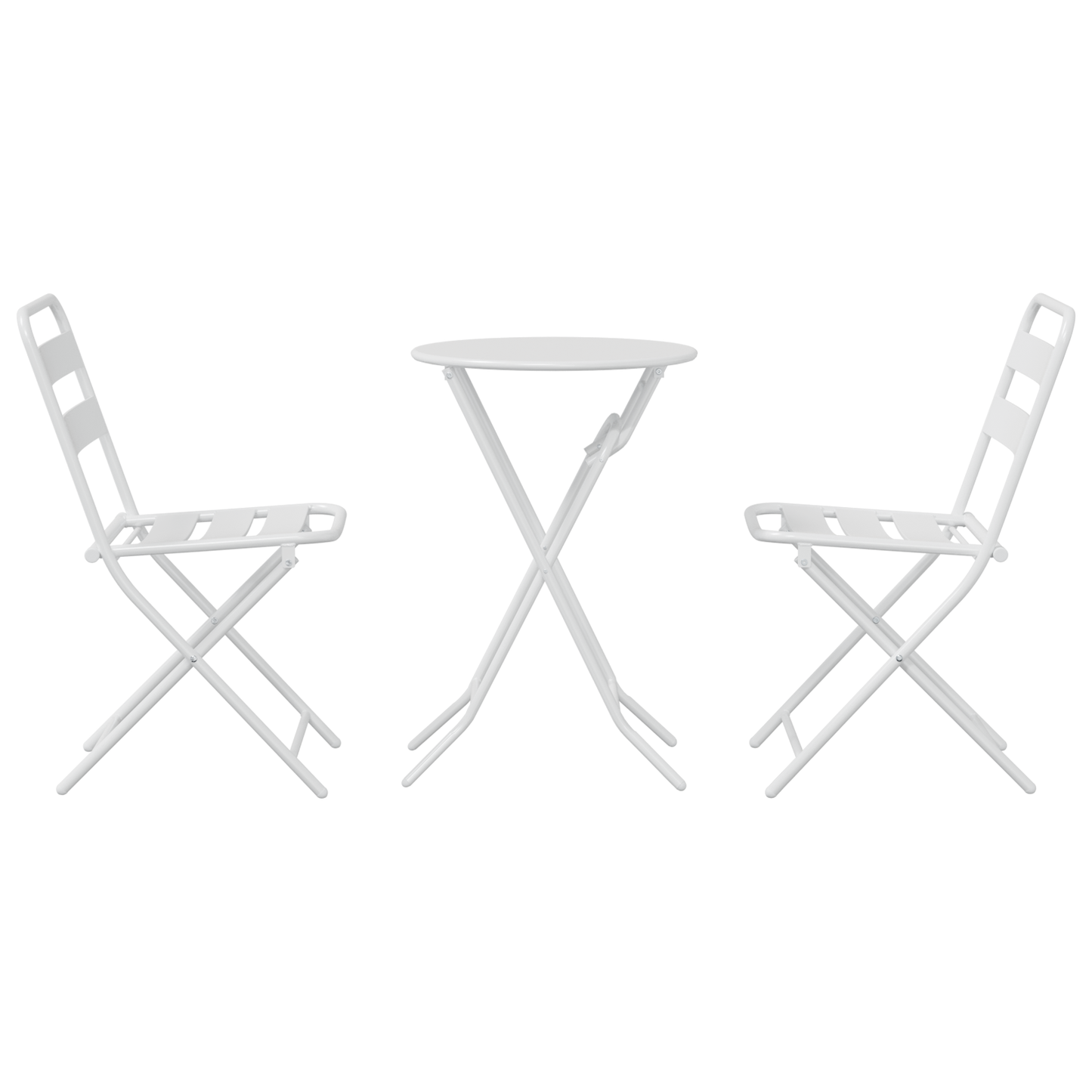 3 Piece Folding Bistro Set White Steel