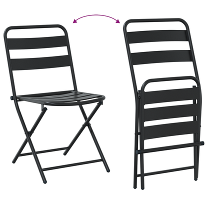 3 Piece Folding Bistro Set Anthracite Steel