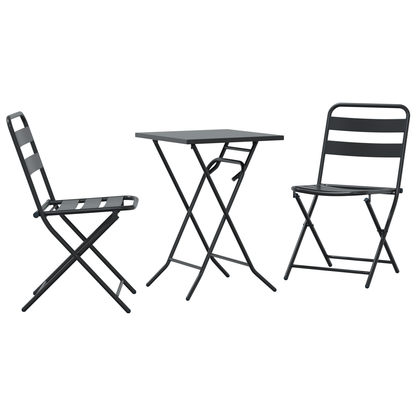 3 Piece Folding Bistro Set Anthracite Steel