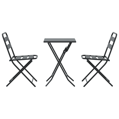 3 Piece Folding Bistro Set Anthracite Steel