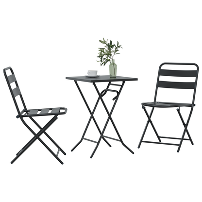 3 Piece Folding Bistro Set Anthracite Steel