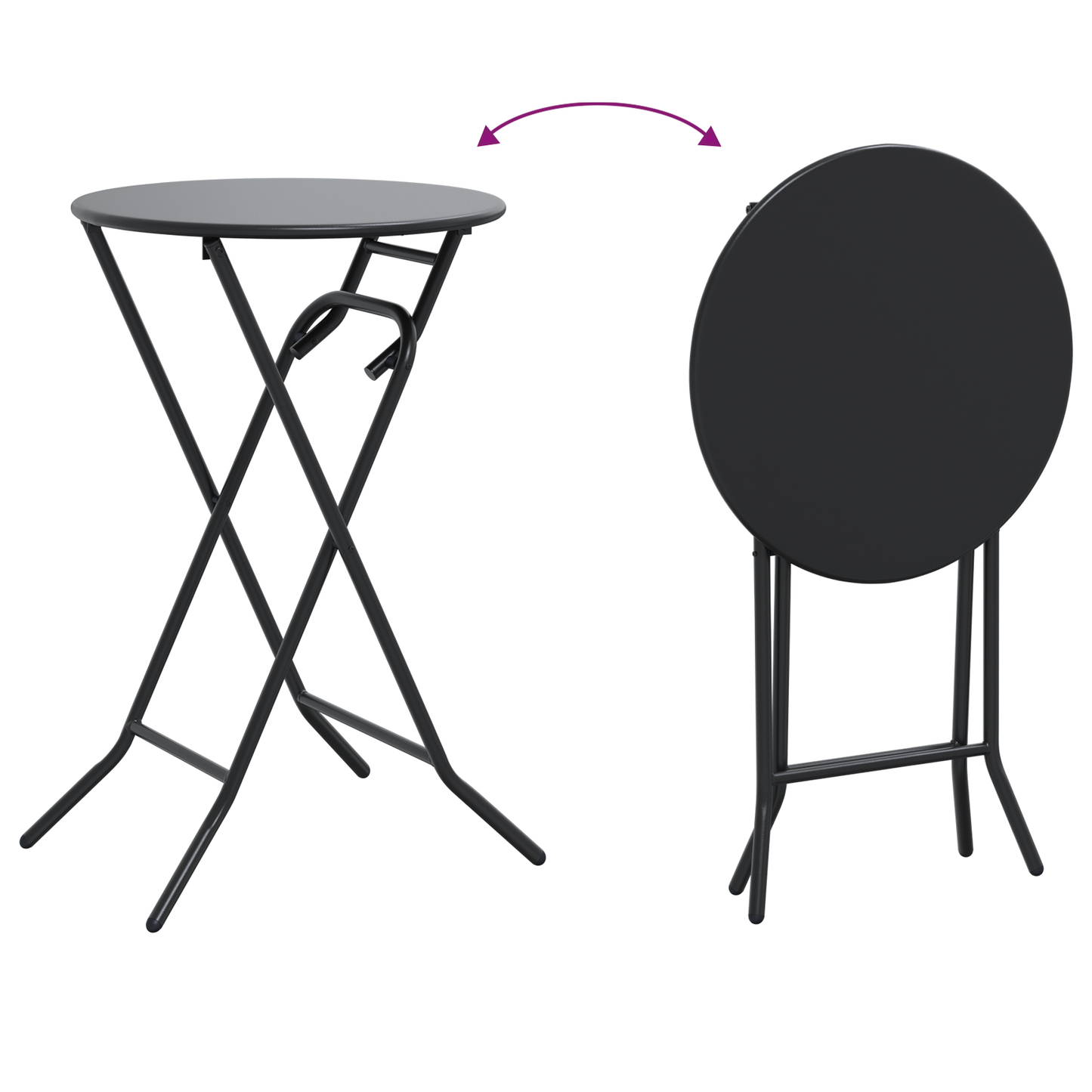 Folding Garden Table Anthracite Ø50x72 cm Steel
