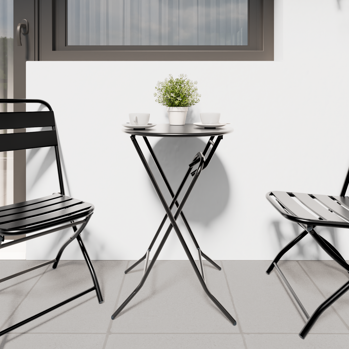 Folding Garden Table Anthracite Ø50x72 cm Steel